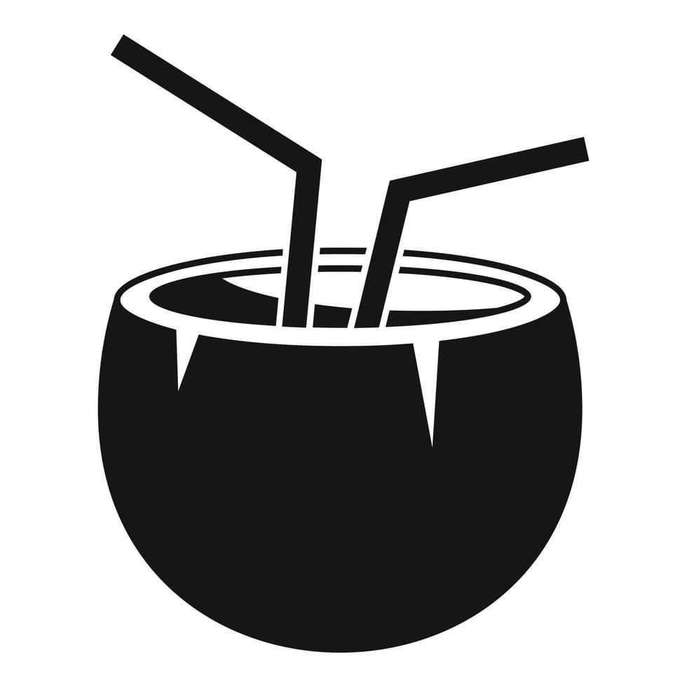 Summer coconut cocktail icon, simple style vector