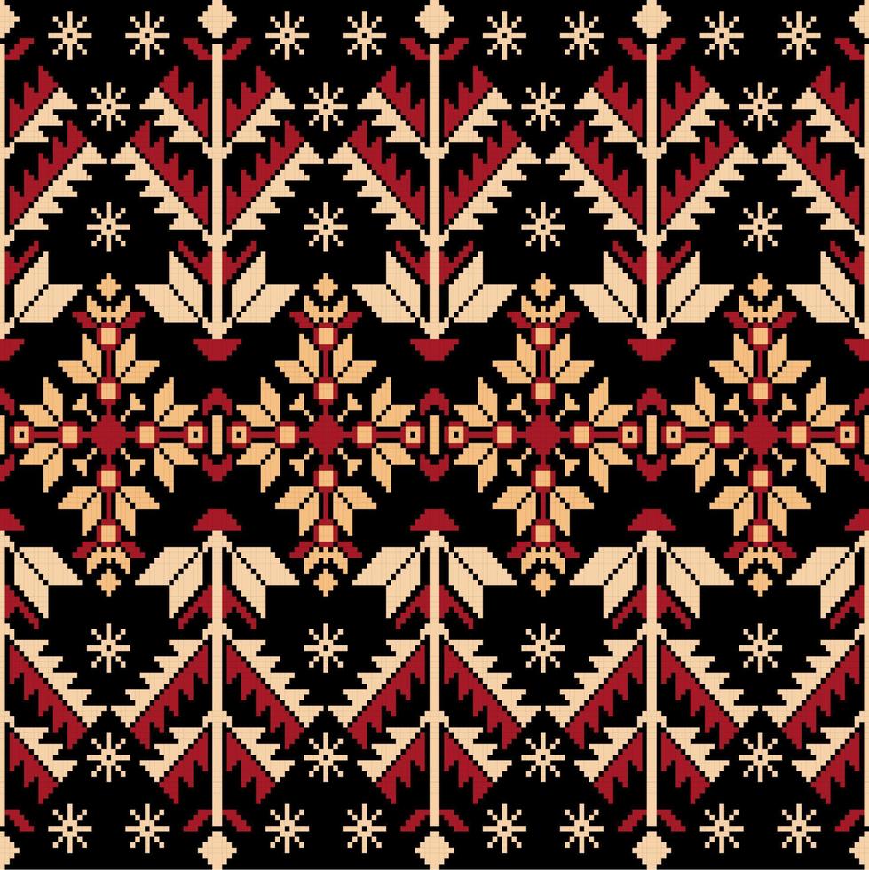 Knitted texture of a sample jacquard of woven fabric. Knitted pattern, perfect for fabric and decoration isolated on black background vector