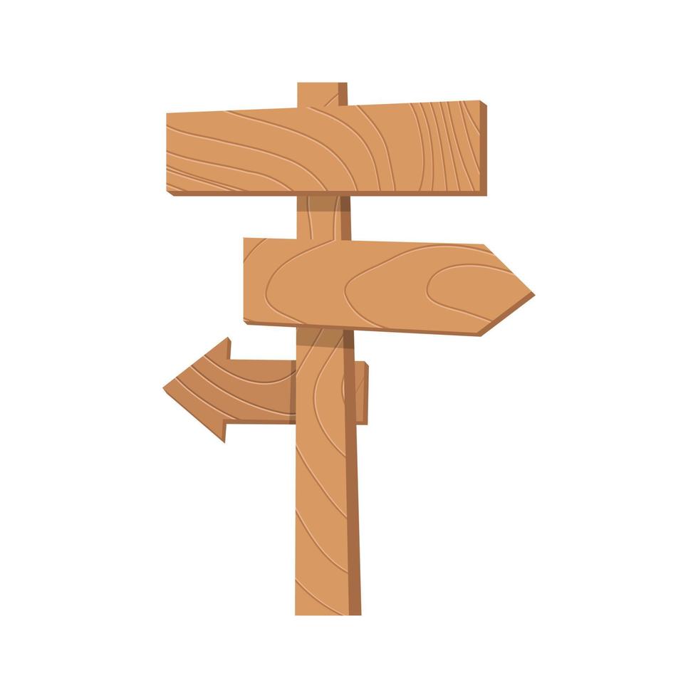 wooden board, wooden arrow direction, pointer road sign vector