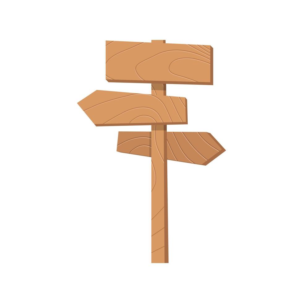 wooden board, wooden arrow direction, pointer road sign vector