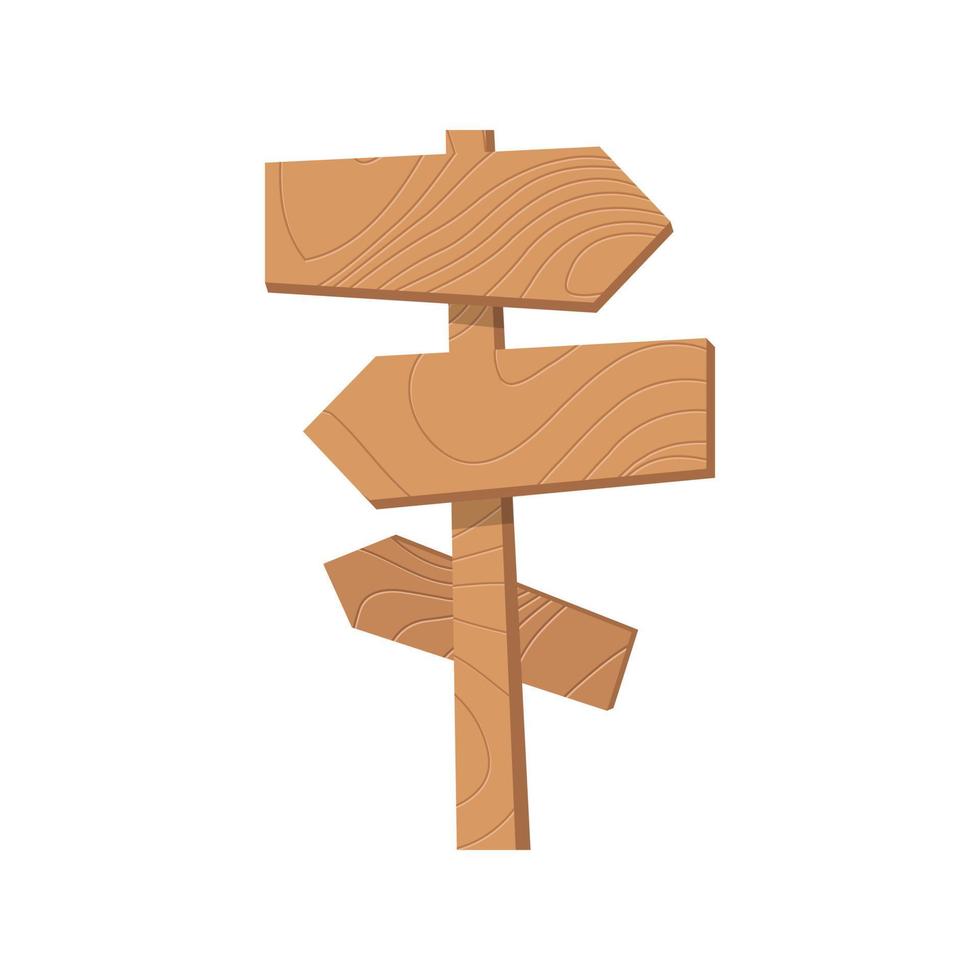 wooden board, wooden arrow direction, pointer road sign vector