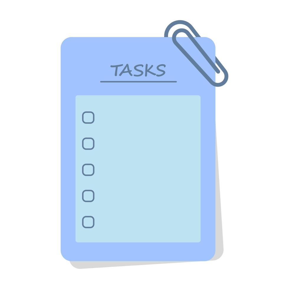 cute tasks sticky note with paper clip vector