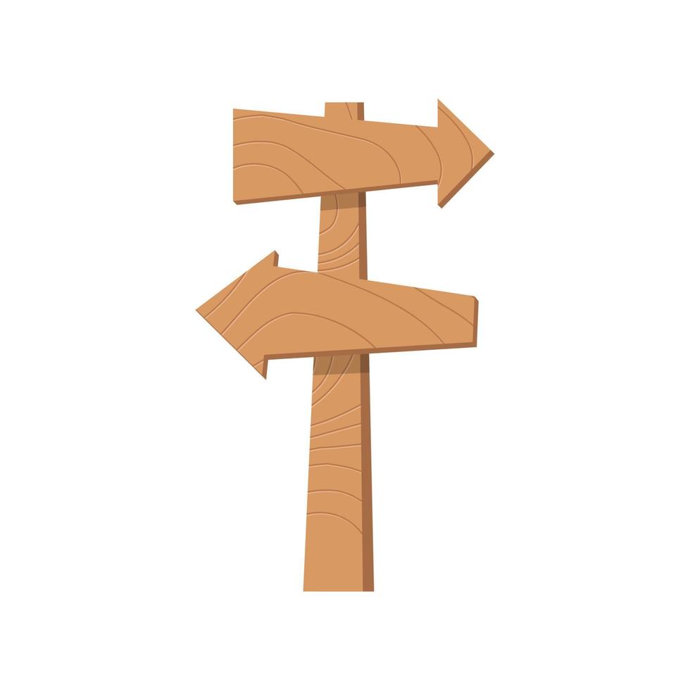 wooden board, wooden arrow direction, pointer road sign vector
