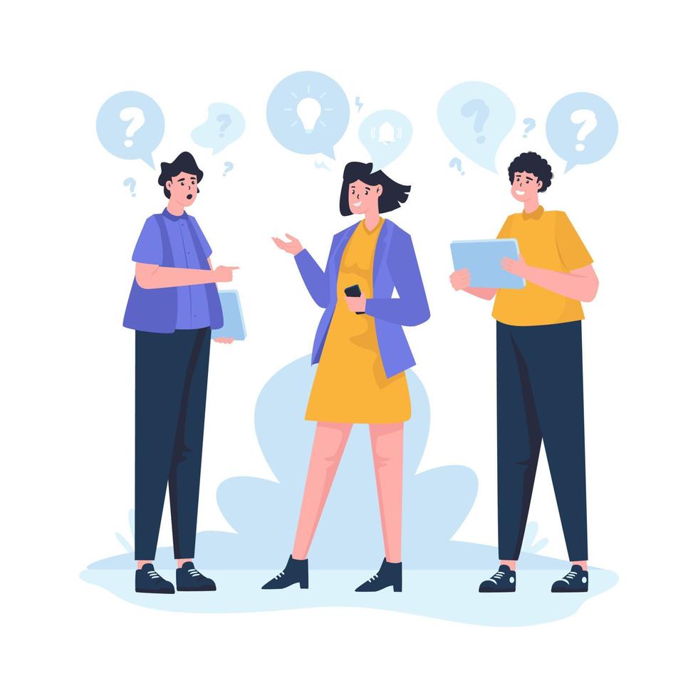 Teamwork communication discussion flat design vector