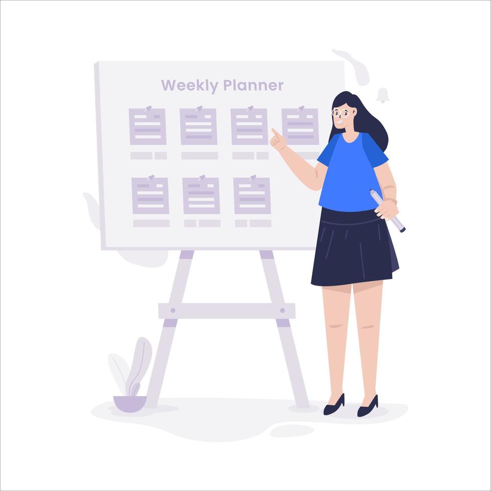 Flat design weekly planner workplan concept vector