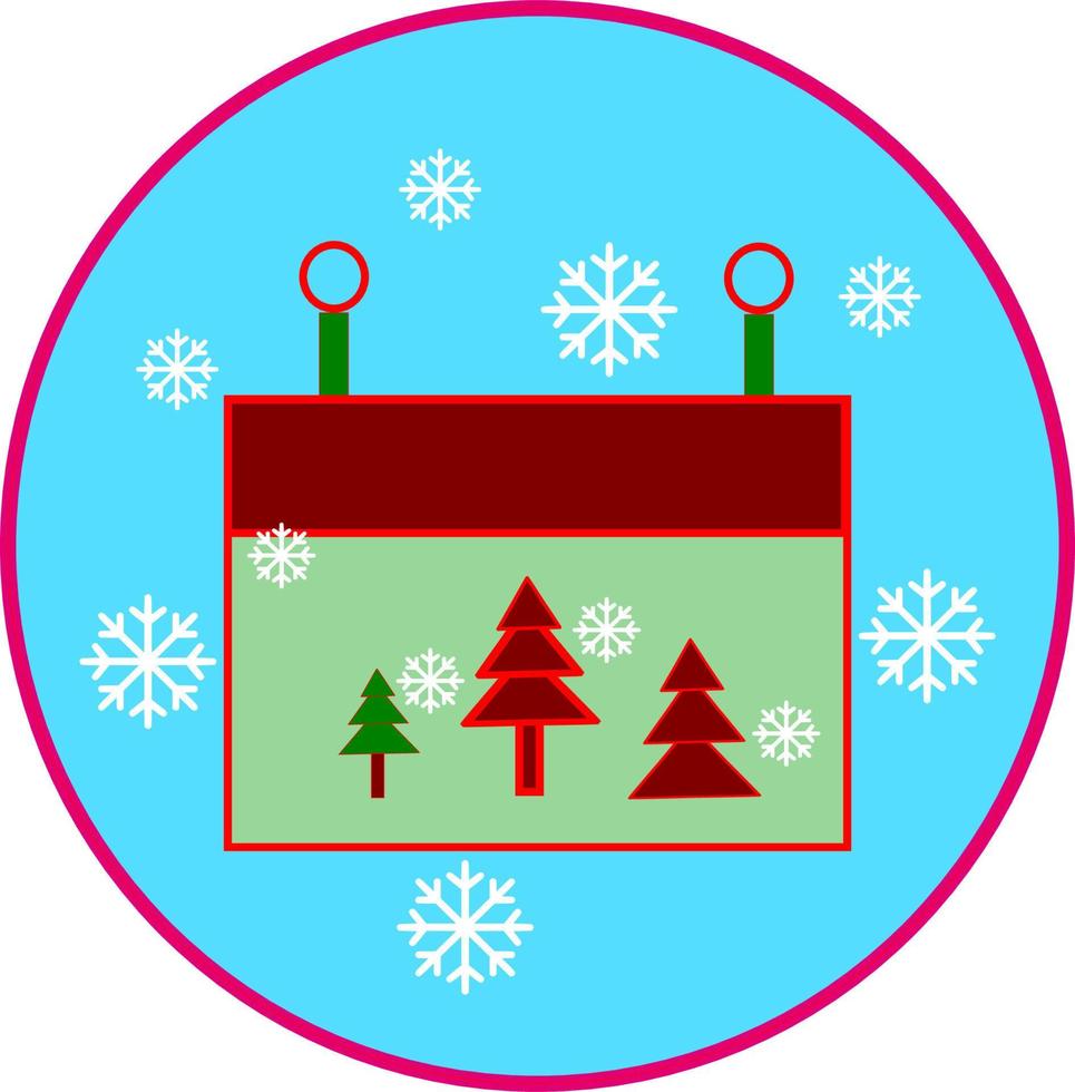 Christmas icon with fir trees and snowflakes. vector