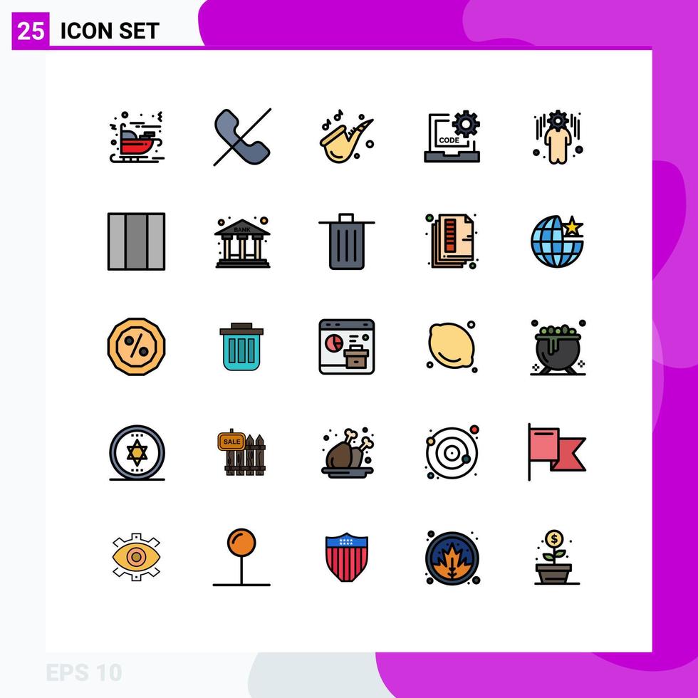 25 Filled line Flat Color concept for Websites Mobile and Apps business development instrument develop code Editable Vector Design Elements