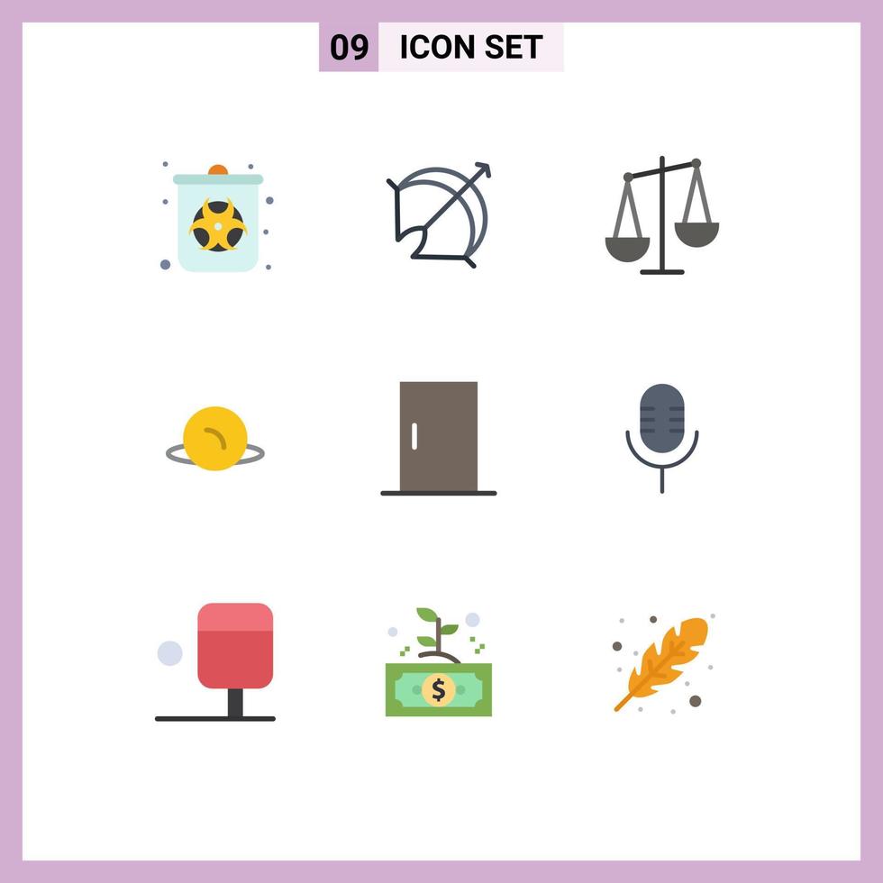 Modern Set of 9 Flat Colors and symbols such as furniture pointer sport map libra Editable Vector Design Elements