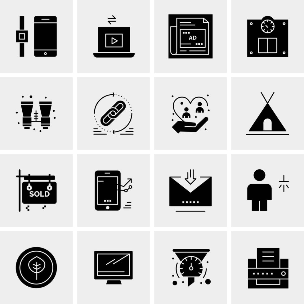 16 iconos de negocios universales vector ilustración de icono creativo para usar en proyectos relacionados con la web y dispositivos móviles