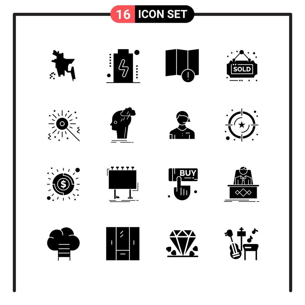 Set of 16 Solid Style Icons for web and mobile Glyph Symbols for print Solid Icon Signs Isolated on White Background 16 Icon Set Creative Black Icon vector background