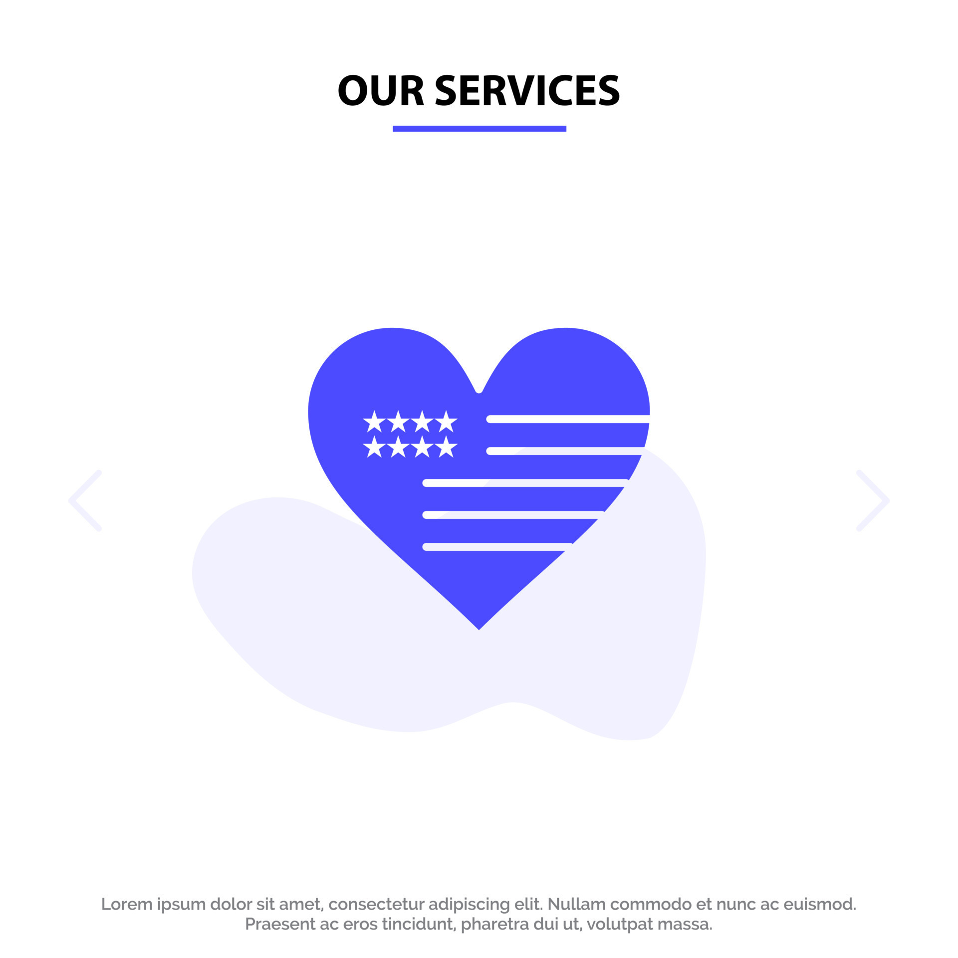 Our Services Heart Love American Flag Solid Glyph Icon Web card 