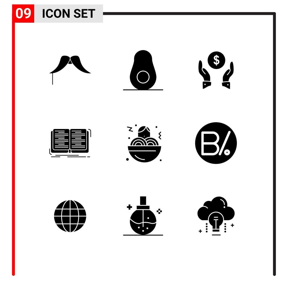 paquete de iconos de vectores de stock de 9 signos y símbolos de línea para el libro de lecciones de seguros de estudio de comida rápida elementos de diseño de vectores editables