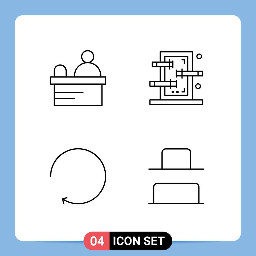 4 símbolos de signos de línea universales del cuadro giratorio del cajero muestran distribuir elementos de diseño vectorial editables vector