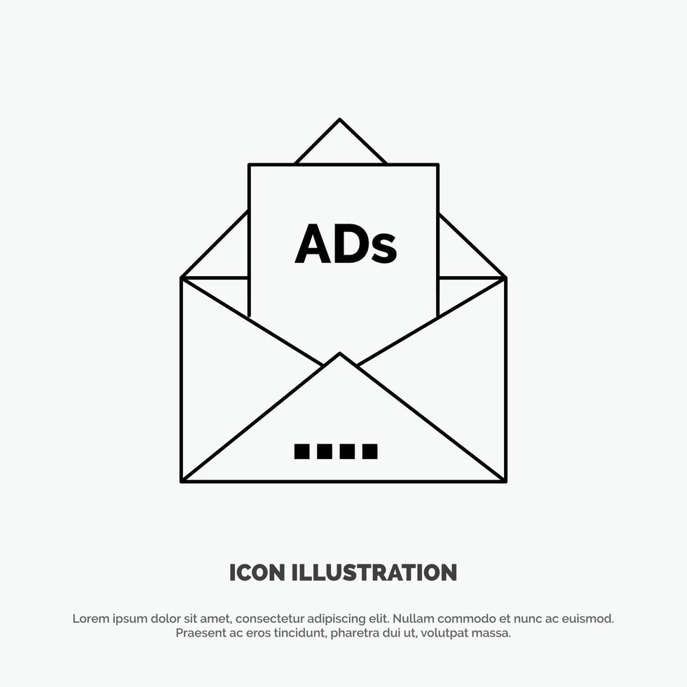 Ad Advertising Email Letter Mail Line Icon Vector