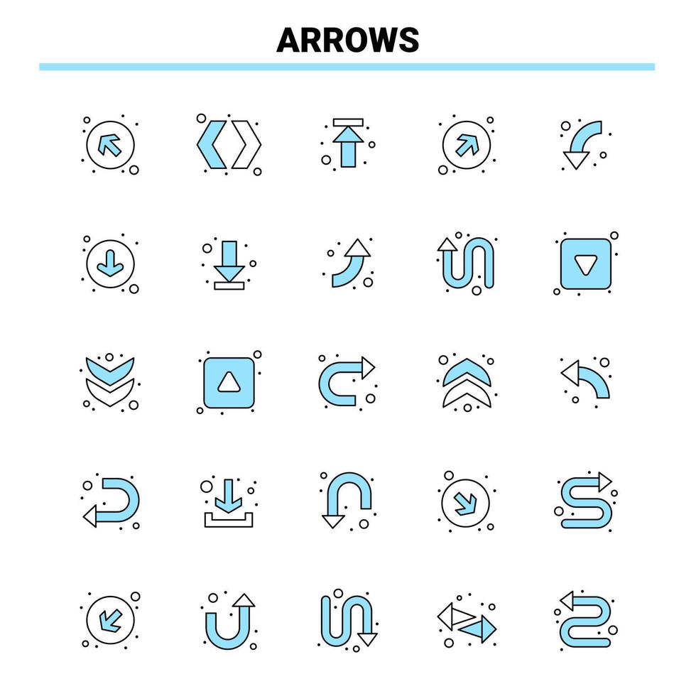 25 Arrows Black and Blue icon Set Creative Icon Design and logo template Creative Black Icon vector background