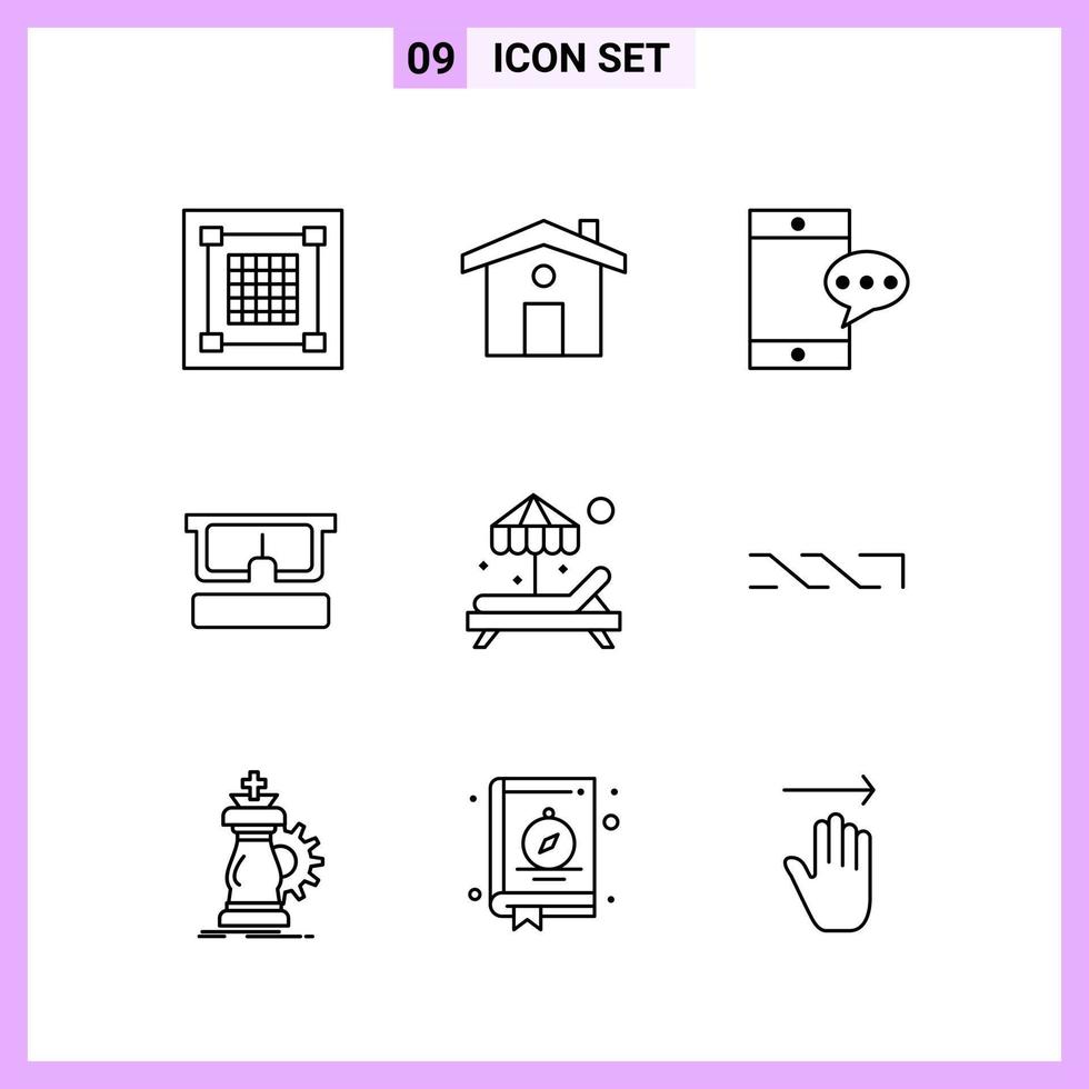 9 iconos en estilo de línea símbolos de contorno sobre fondo blanco signos de vector creativo para web móvil e imprimir fondo de vector de icono negro creativo