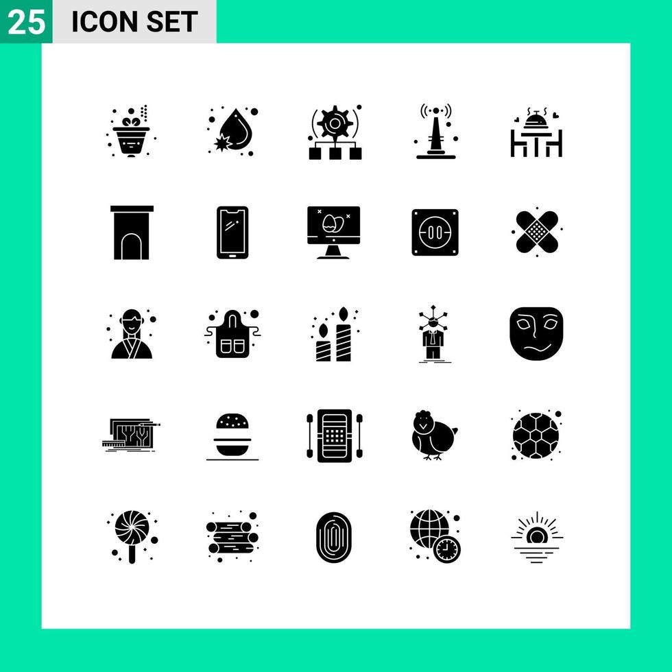 Modern Set of 25 Solid Glyphs and symbols such as wedding dinner configure things iot Editable Vector Design Elements