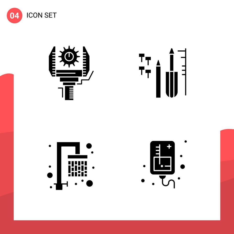 Pack of 4 Universal Glyph Icons for Print Media on White Background Creative Black Icon vector background