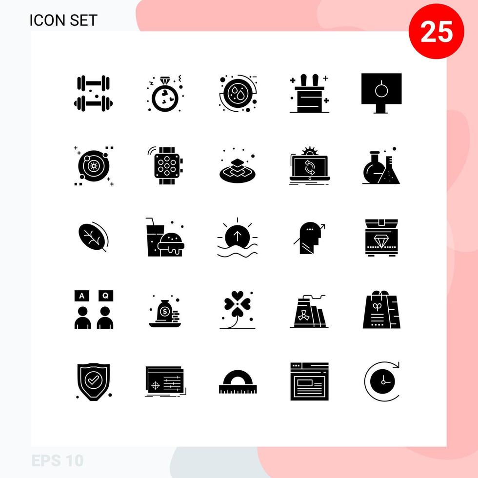 Set of 25 Modern UI Icons Symbols Signs for pc locked blood lock magic trick Editable Vector Design Elements