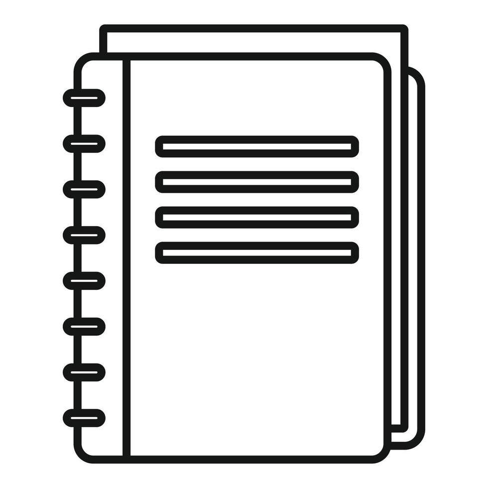 icono de cuaderno escolar, estilo de contorno vector