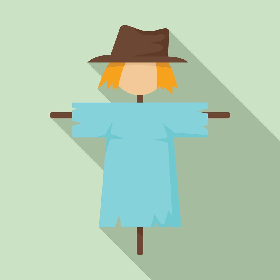 Cute scarecrow icon, flat style vector