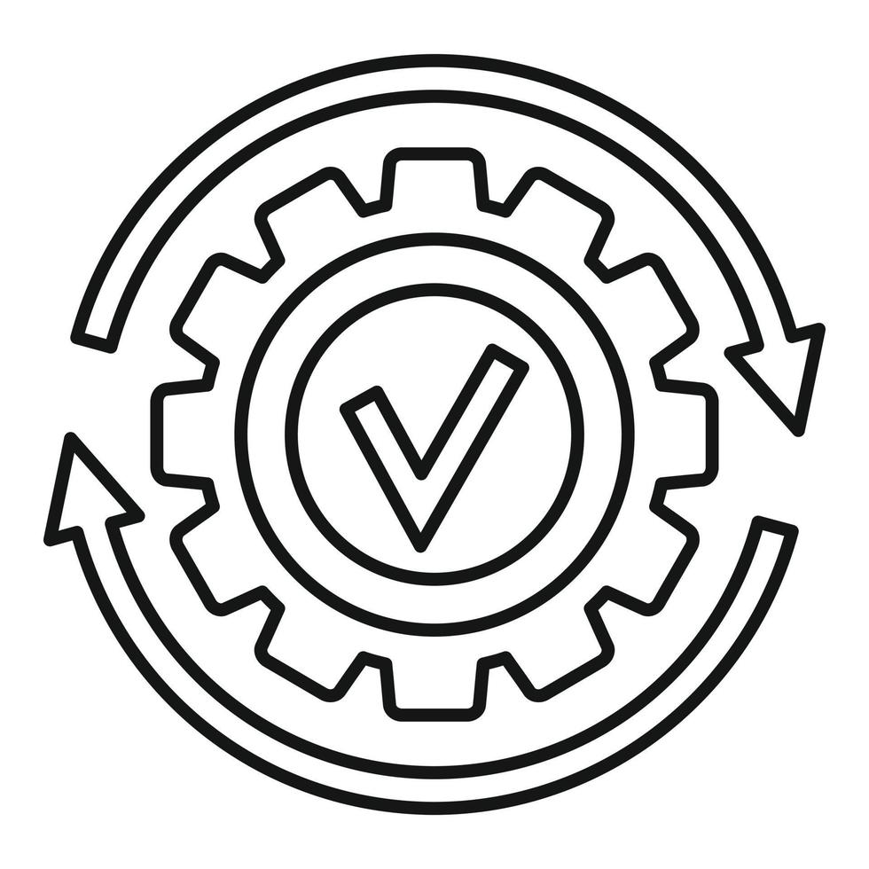 icono de actualización de rueda dentada, estilo de esquema vector