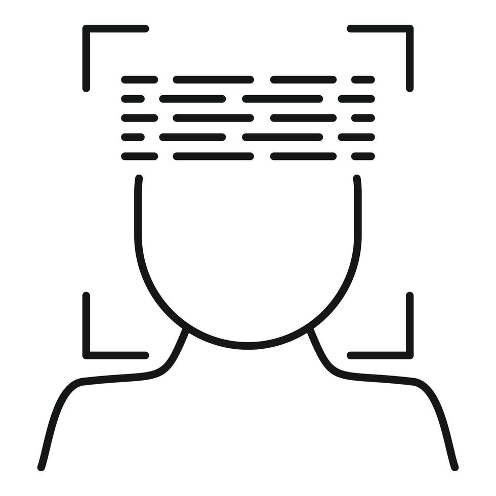 Face scanning icon, outline style vector