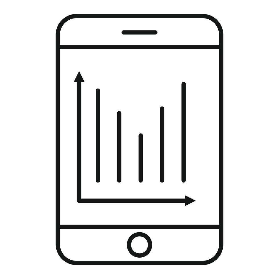 icono de gráfico de teléfono inteligente de finanzas, estilo de esquema vector