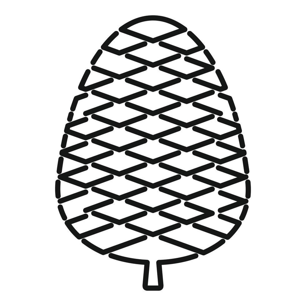 icono de cono de pino botánico, estilo de esquema vector
