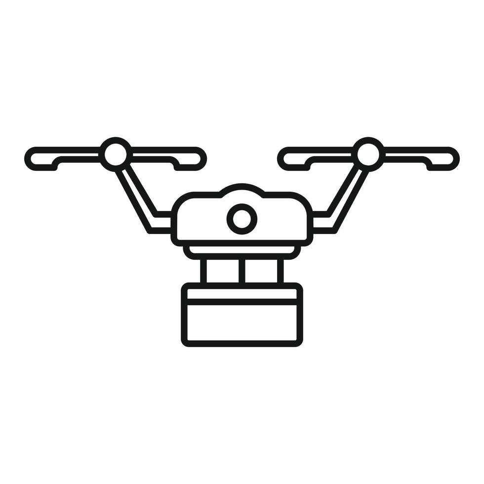 icono de entrega de drones logísticos, estilo de esquema vector