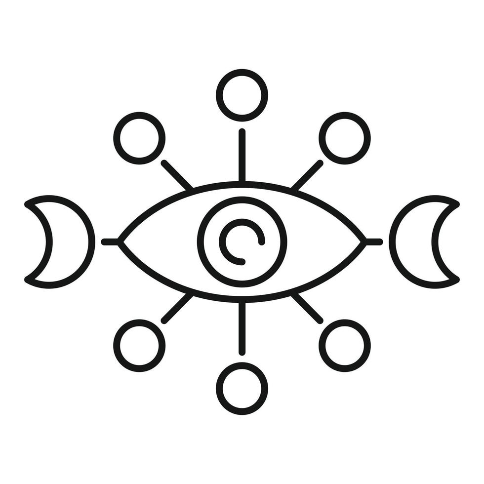 Eye moon alchemy icon, outline style vector