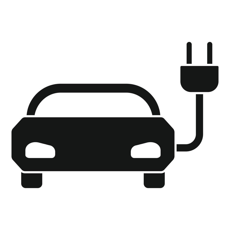 Solar energy hybrid car icon, simple style vector