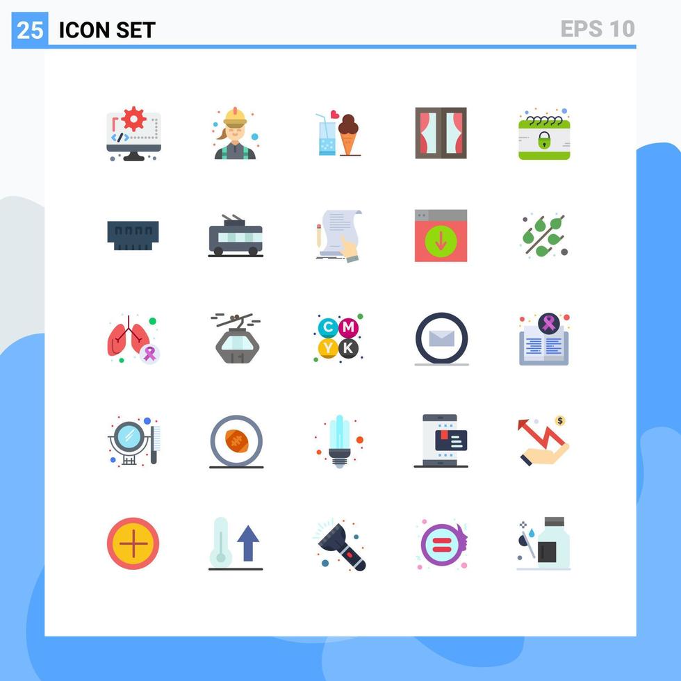 Set of 25 Modern UI Icons Symbols Signs for home frame technician buildings ice cream Editable Vector Design Elements