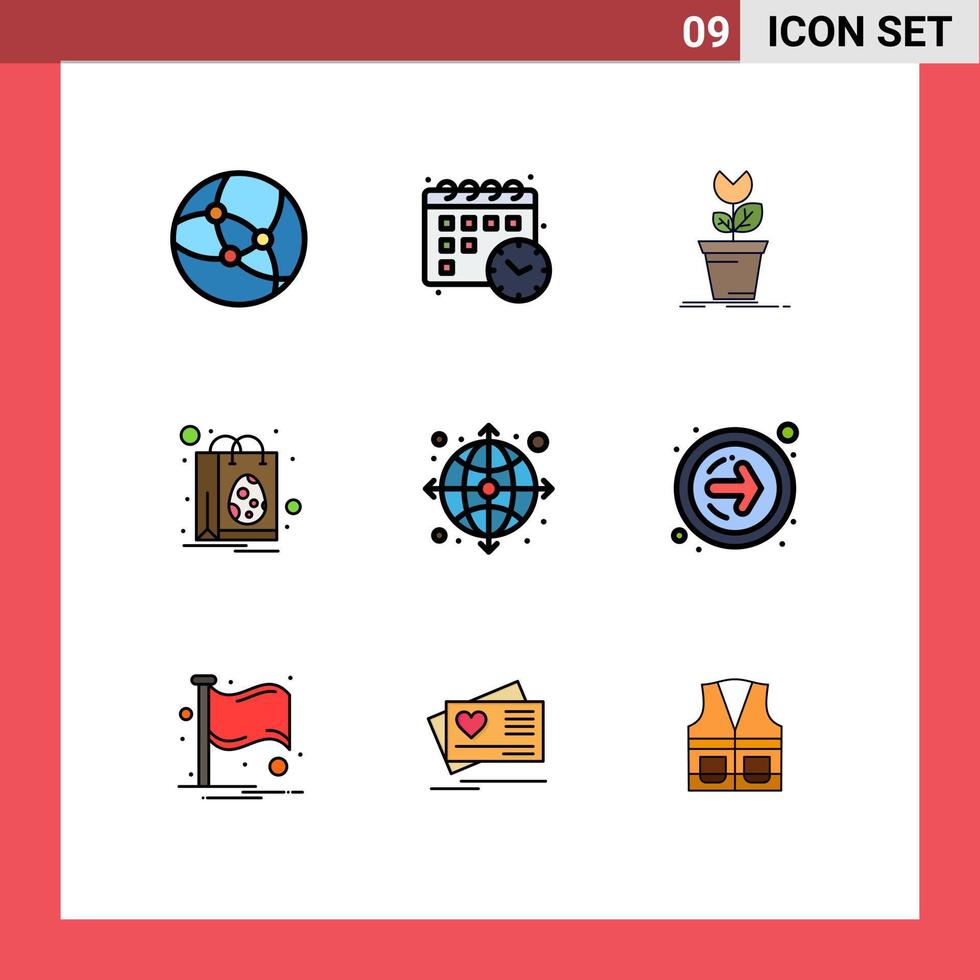 9 iconos creativos signos y símbolos modernos de internet flecha mario compras pascua elementos de diseño vectorial editables vector