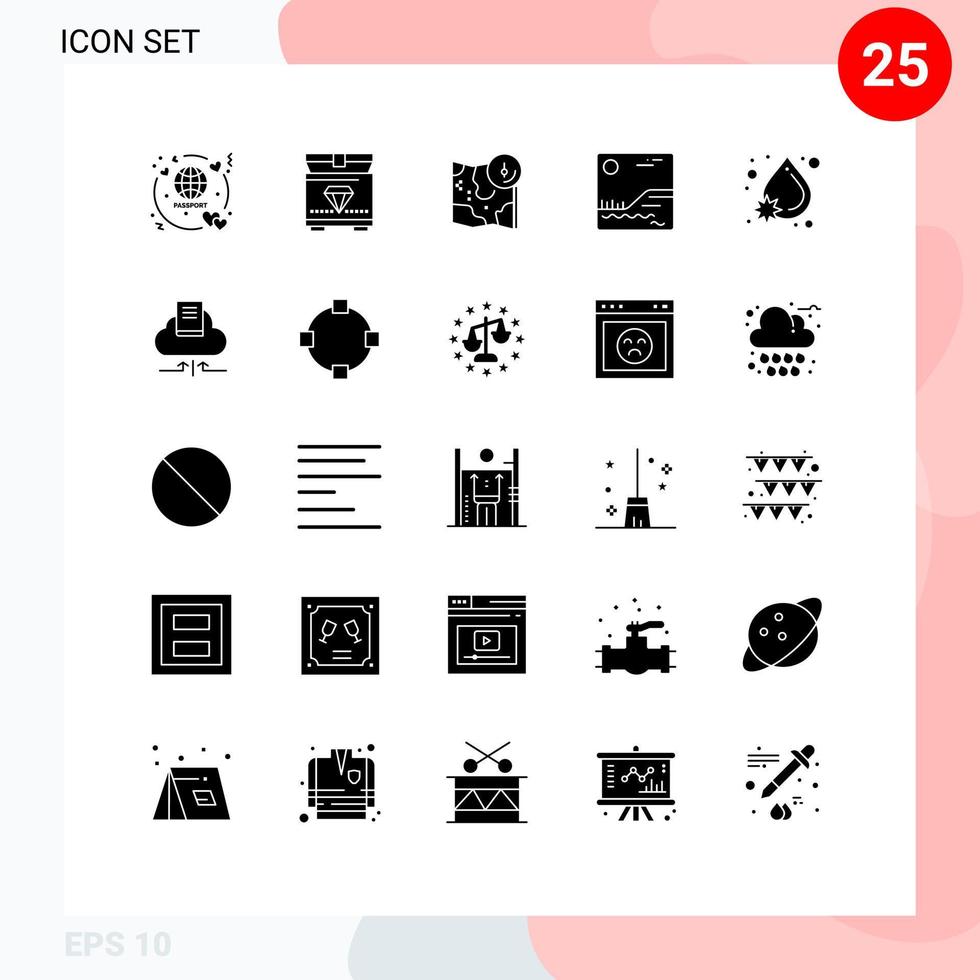 25 Universal Solid Glyphs Set for Web and Mobile Applications drop virus google canada image Editable Vector Design Elements