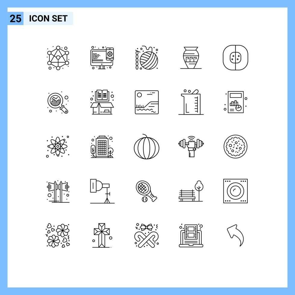 conjunto de 25 líneas comerciales paquete para atom jar crafts emoji amphora elementos de diseño vectorial editables vector