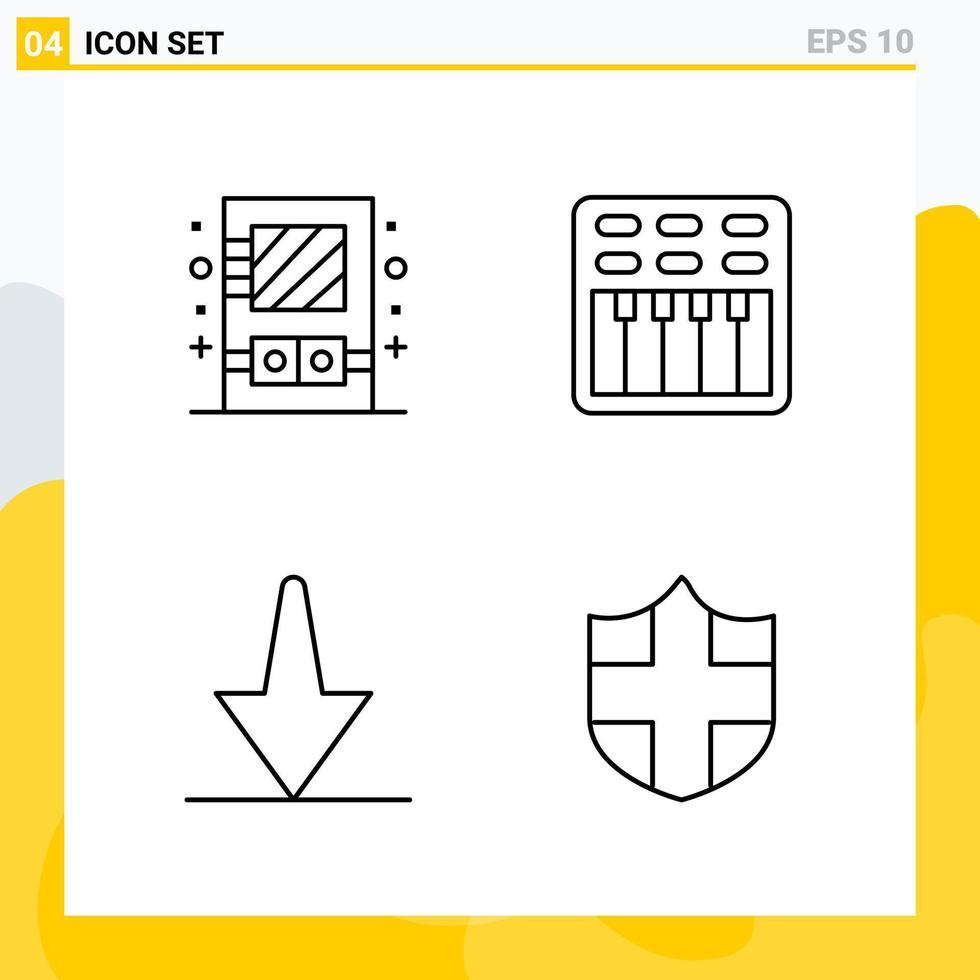 Collection of 4 Universal Line Icons Icon Set for Web and Mobile Creative Black Icon vector background