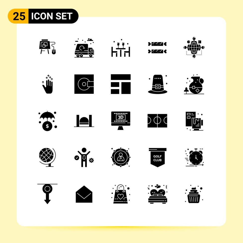 25 Universal Solid Glyphs Set for Web and Mobile Applications function easter dinner candy valentine Editable Vector Design Elements