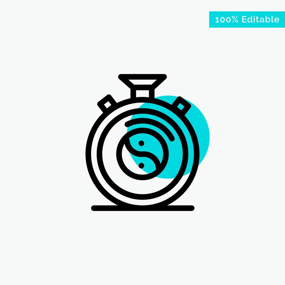 Clock Concentration Meditation Practice turquoise highlight circle point Vector icon