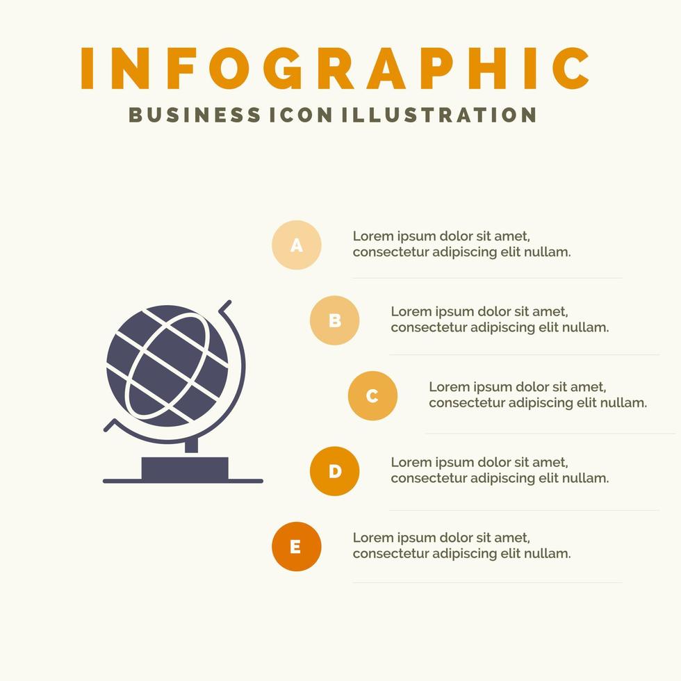 World Office Globe Web Infographics Presentation Template 5 Steps Presentation vector