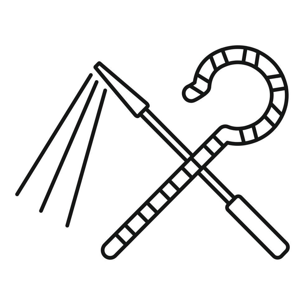 icono de herramientas de faraón de egipto, estilo de esquema vector