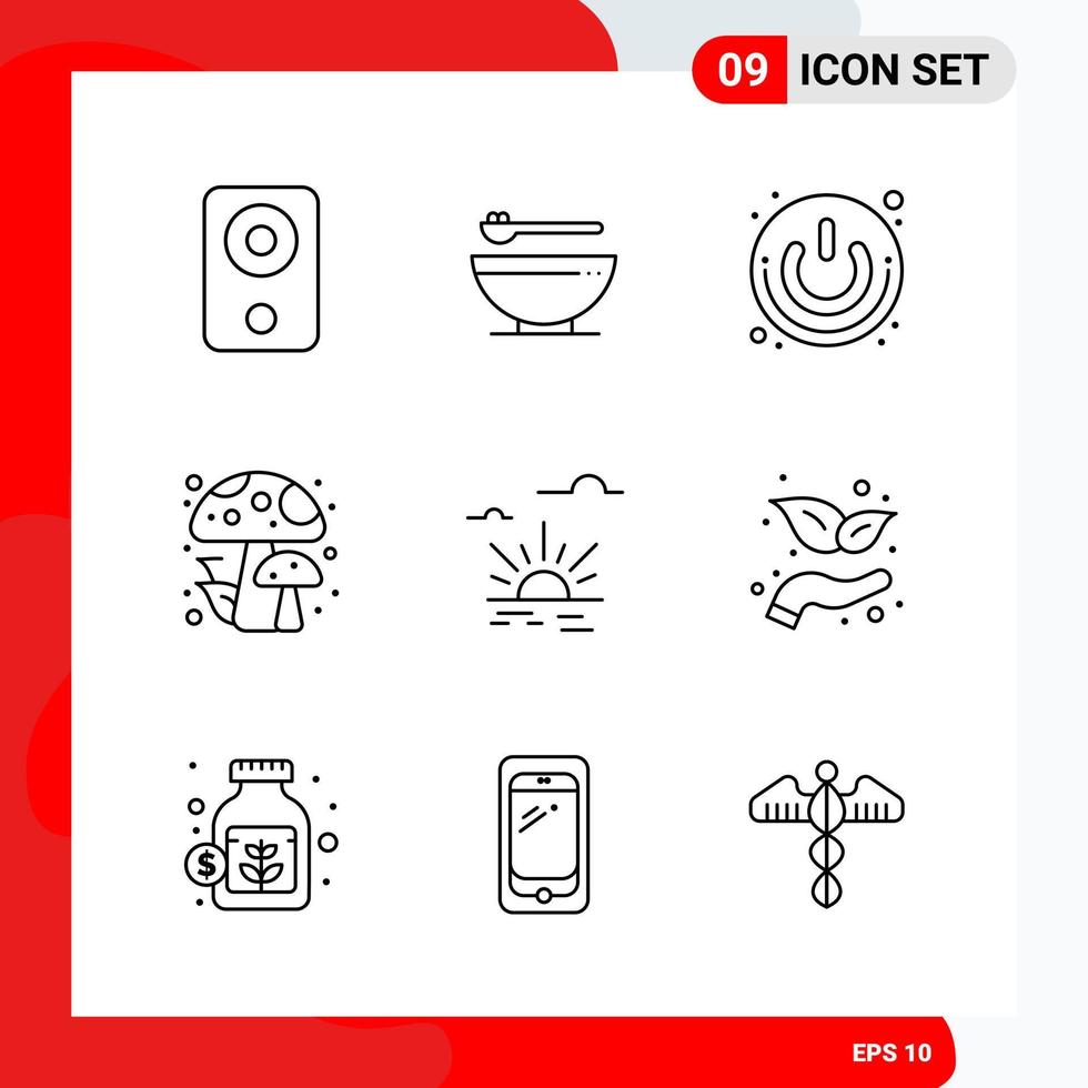 conjunto creativo de 9 iconos de contorno universal aislado sobre fondo blanco vector