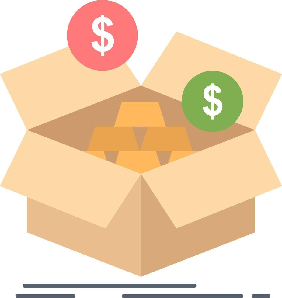 savings box budget money growth Flat Color Icon Vector