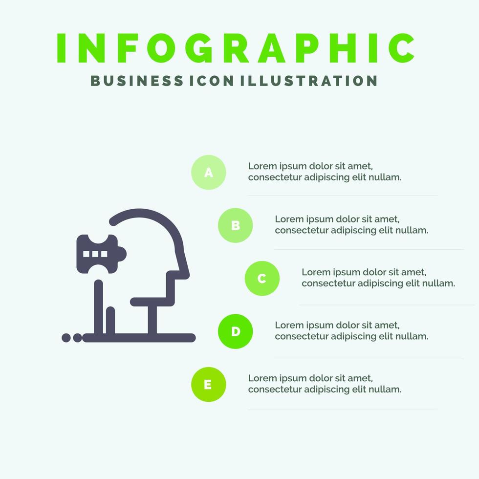 Psychiatry Psychology Solution Solutions Solid Icon Infographics 5 Steps Presentation Background vector