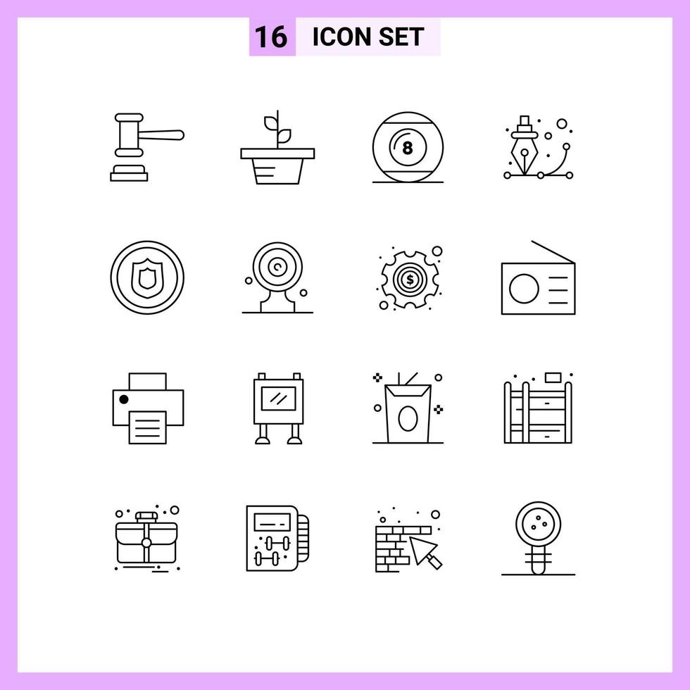 Stock Vector Icon Pack of 16 Line Signs and Symbols for process graphic ball design sport Editable Vector Design Elements