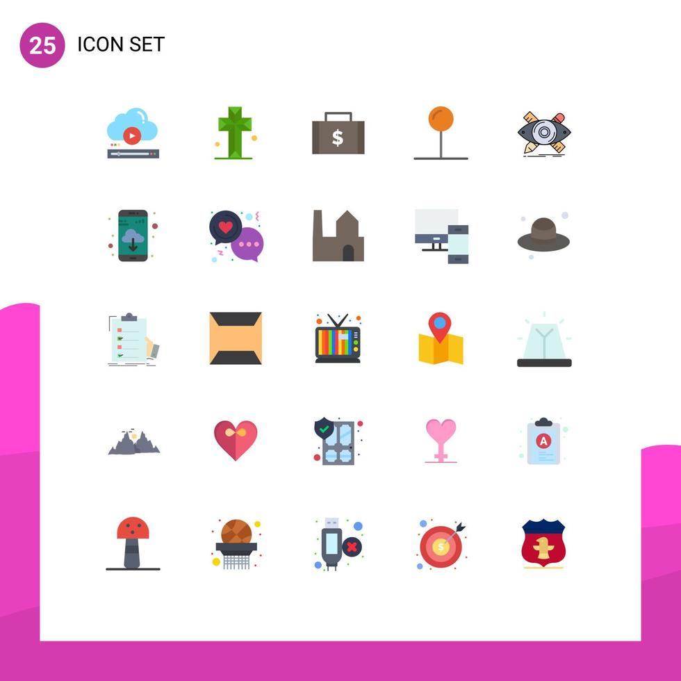 25 Flat Color concept for Websites Mobile and Apps design pin parish coordinate money Editable Vector Design Elements