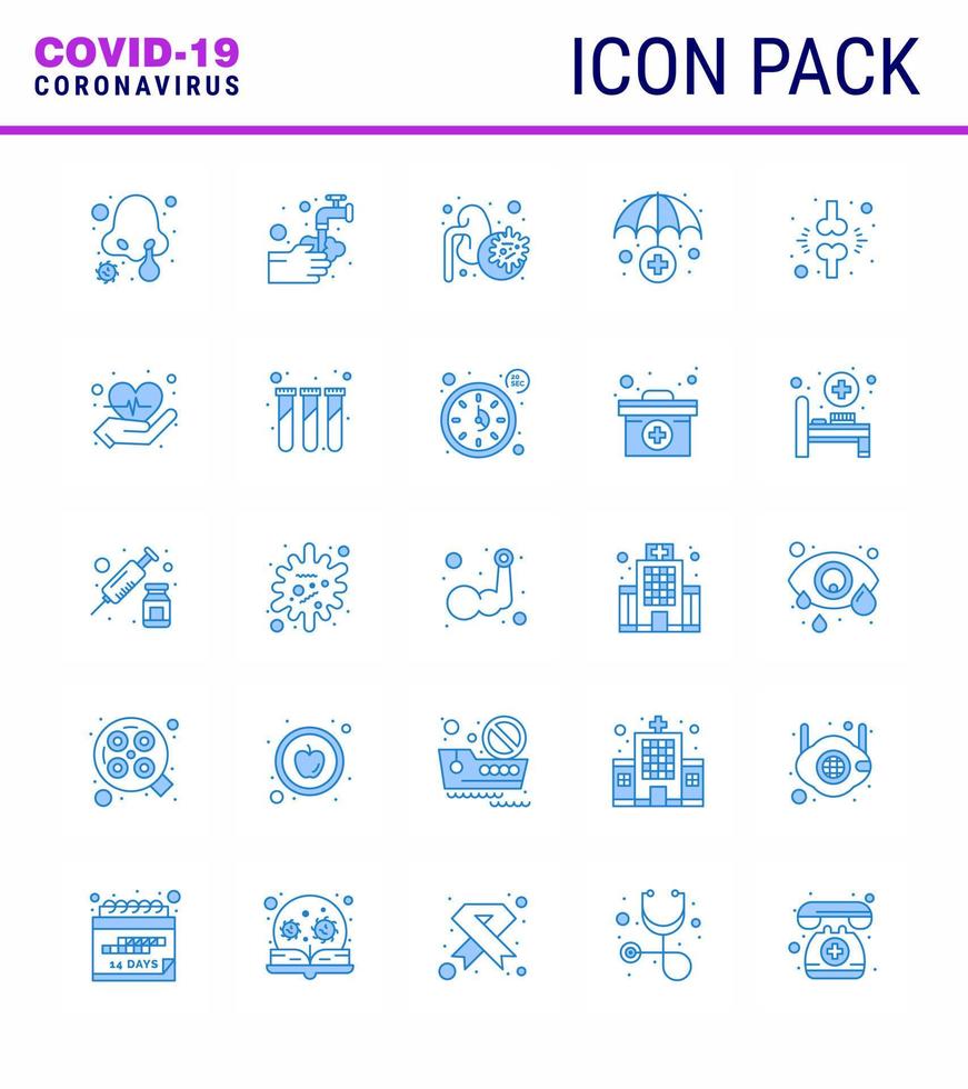 Covid19 Protection CoronaVirus Pendamic 25 Blue icon set such as brake medical bubble insurance service virus viral coronavirus 2019nov disease Vector Design Elements