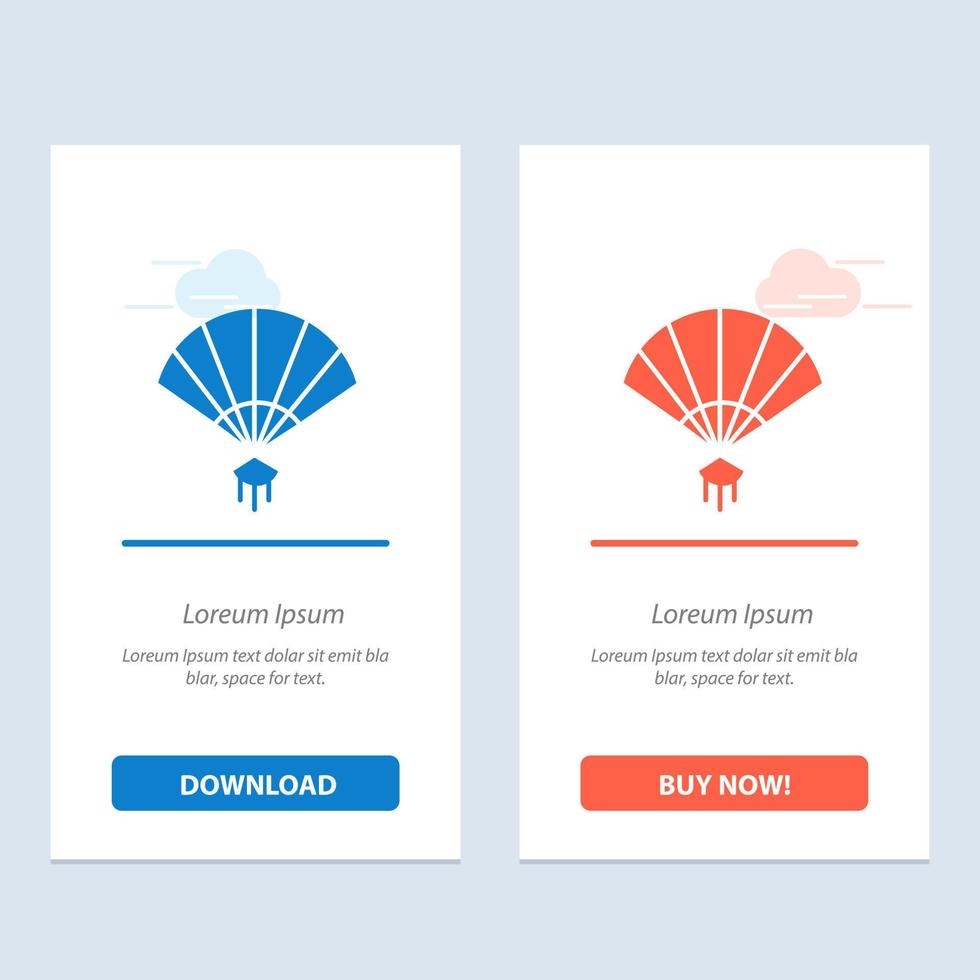 Fan Hand China Chinese  Blue and Red Download and Buy Now web Widget Card Template vector