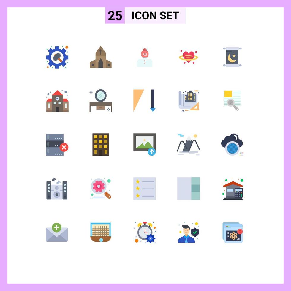 conjunto de 25 iconos de ui modernos símbolos signos para ramadan valentine cabeza amor peso elementos de diseño vectorial editables vector