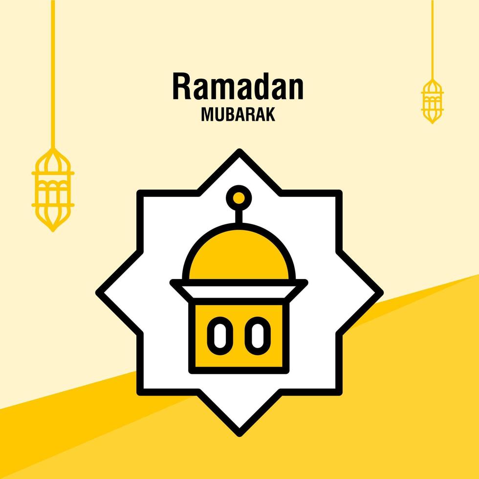 Ramadan kareem greeting template islamic crescent and arabic lantern vector illustration